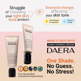 DAERA BB cream glass-skin finish highlights radiant, pore-blurred look