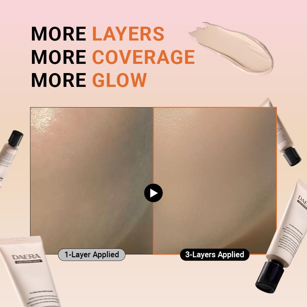 DAERA BB cream long-wear formula viewed on skin for comfortable wear