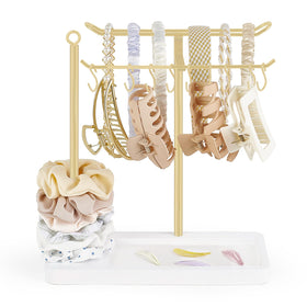 Dahey headband holder base and hooks organize hair accessories for easy access.