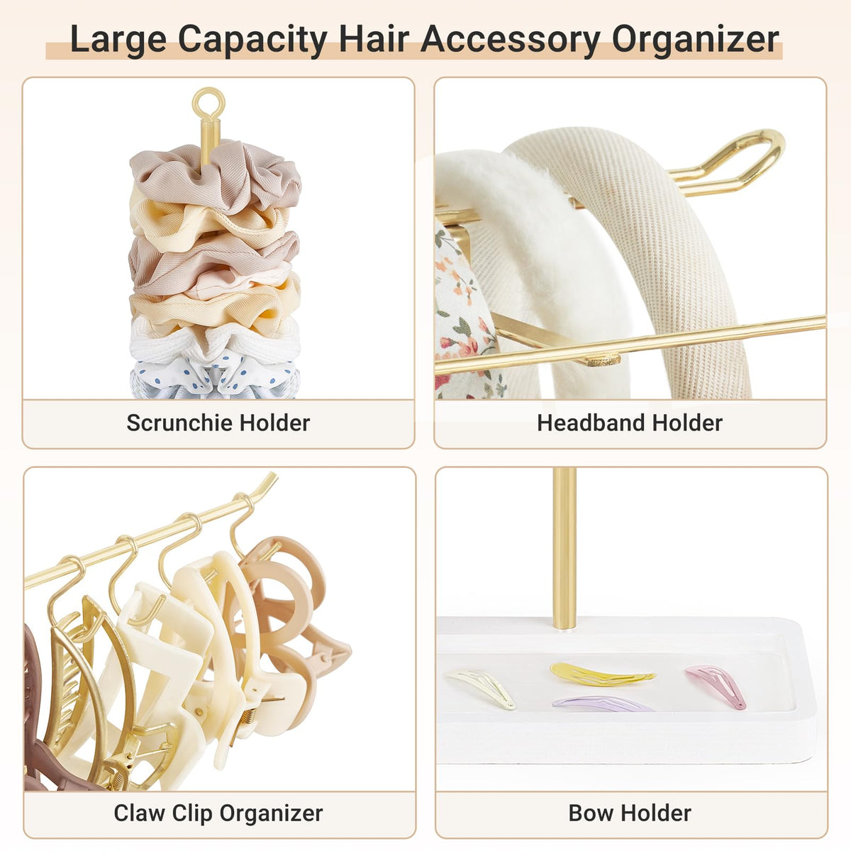Dahey headband holder pine base detail highlights natural finish and modern style.