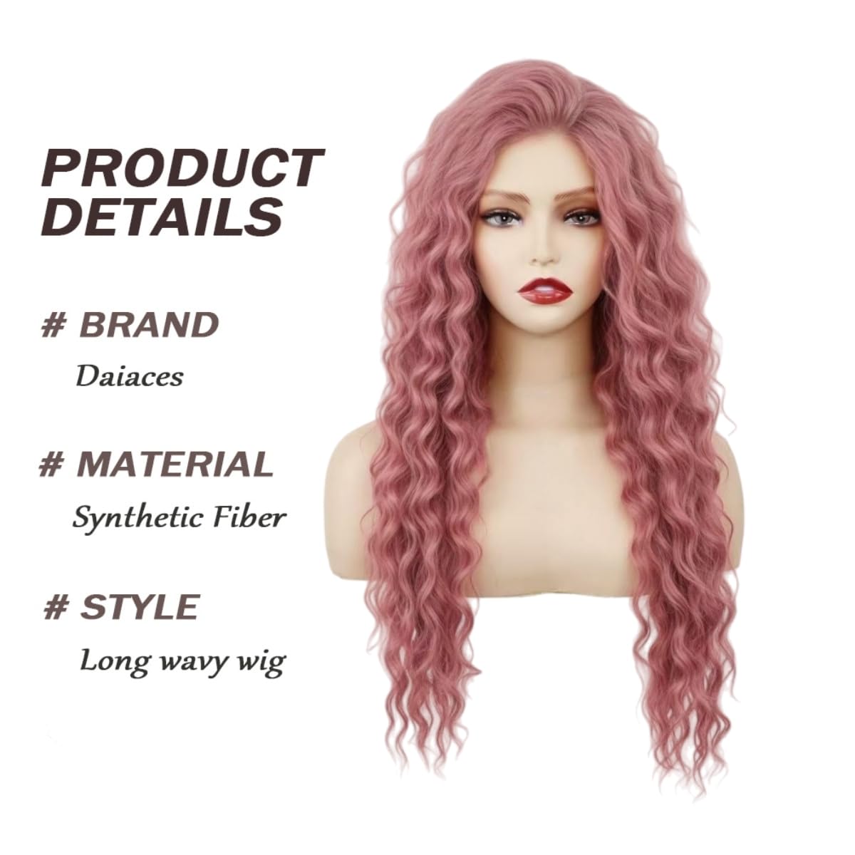 Daiaces breathable wig cap and adjustable straps for a secure, comfy fit.