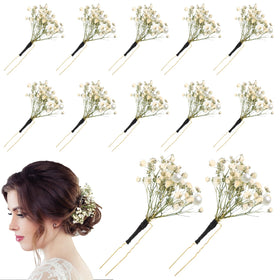 Daifunli baby's breath hair pin with pearl, ideal for wedding day sparkle.