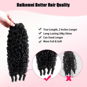 Daikemei virgin Brazilian bundles hair closeup emphasizes thickness and elasticity.