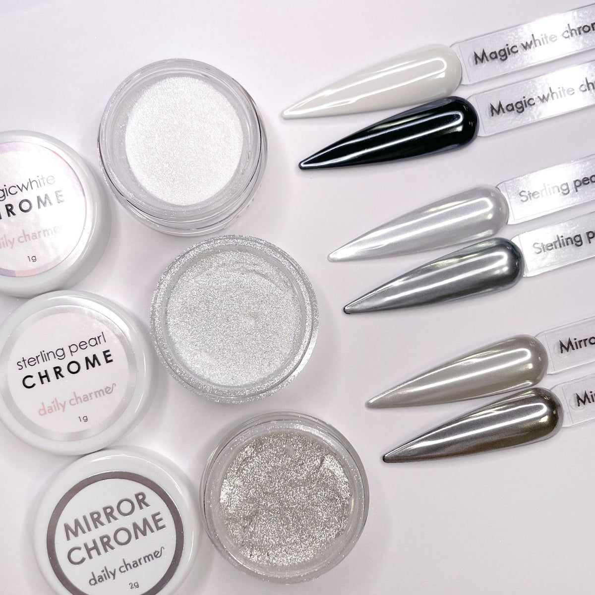 LED curing times for Daily Charme chrome gel to achieve durable shine.