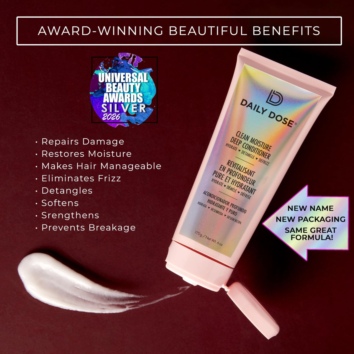 Daily Dose Deep Conditioner texture swirl, creamy detangler-ready consistency.
