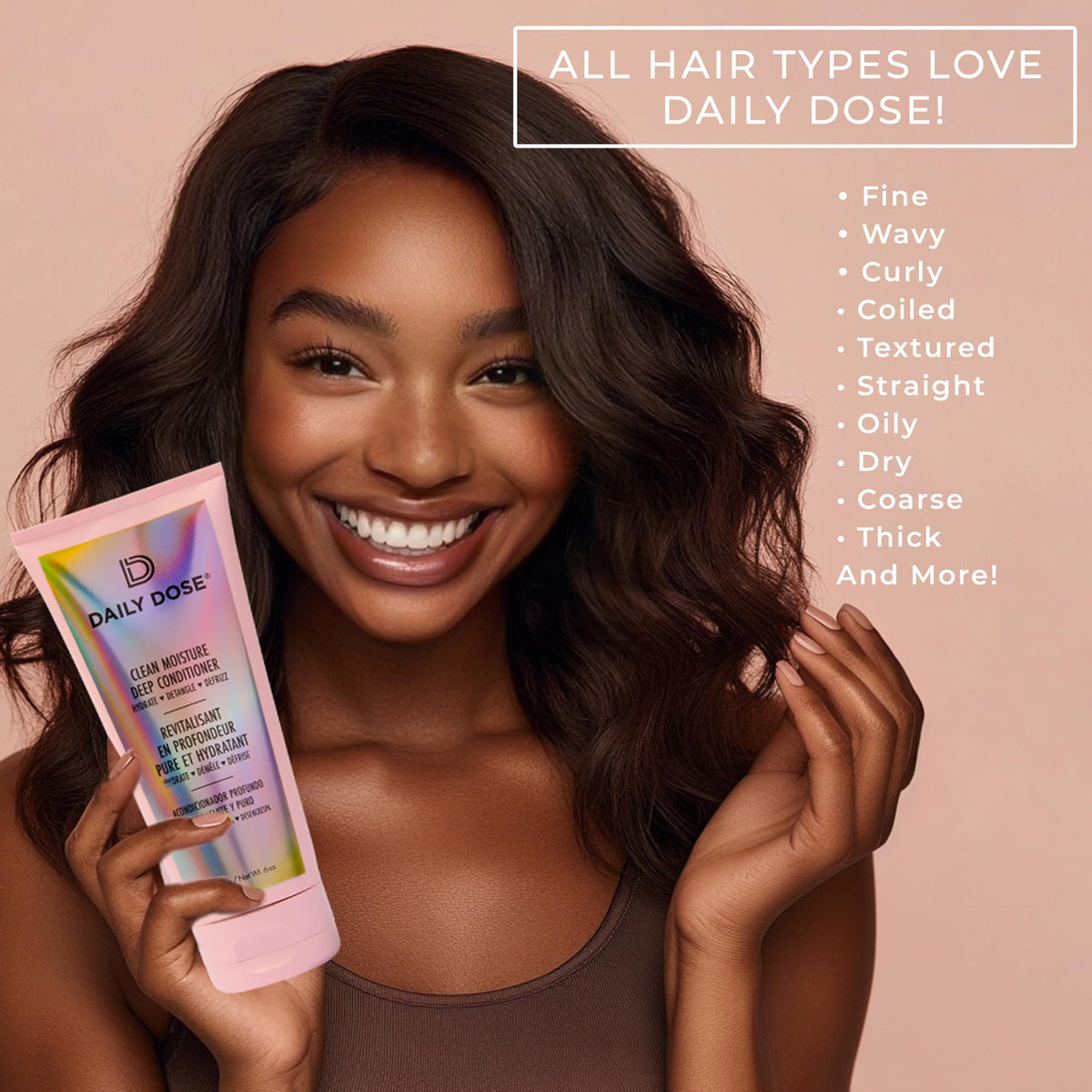 Daily Dose frizz-control action showing smooth, manageable hair.