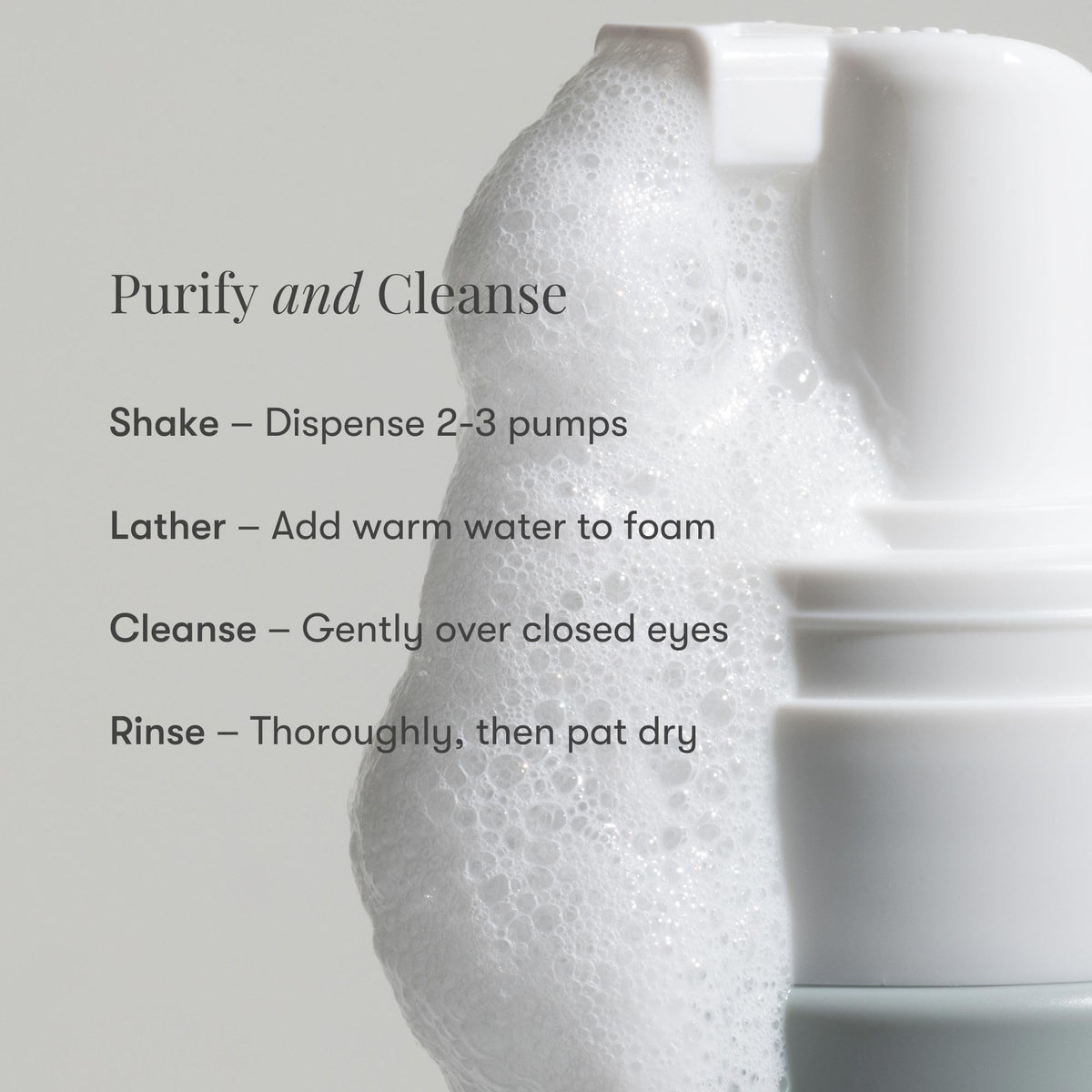 Daily Practice Dr. B Purifying Foam Cleanser easy eyelid application supports daily hygiene.