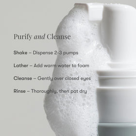 Daily Practice Dr. B Purifying Foam Cleanser easy eyelid application supports daily hygiene.