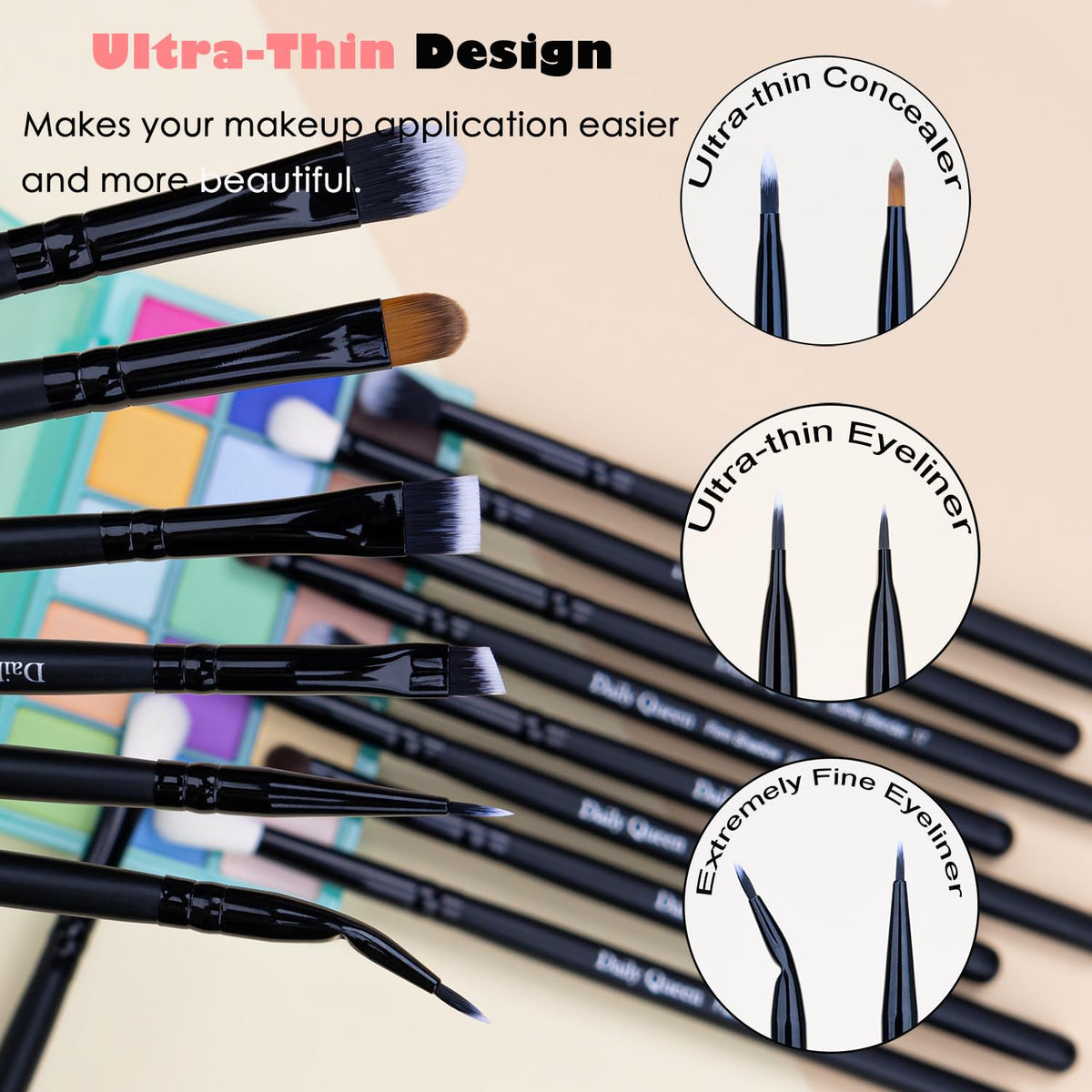 Daily Queen 29pc brush set Eyeliner brush for sharp lines