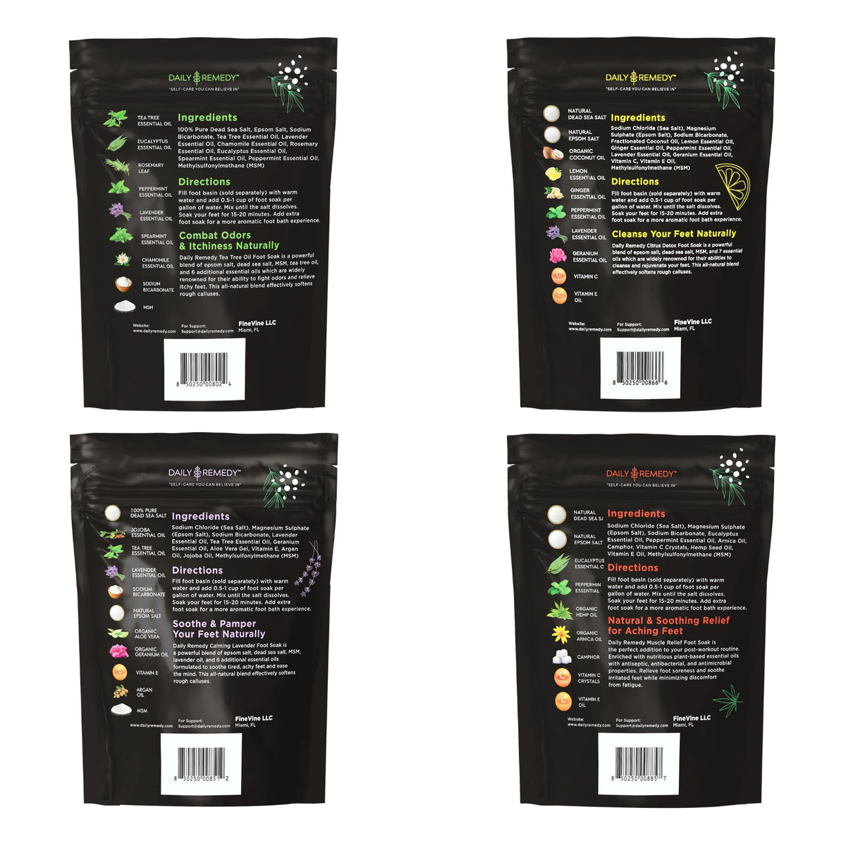 Daily Remedy muscle relief soak eases tired feet after workouts.