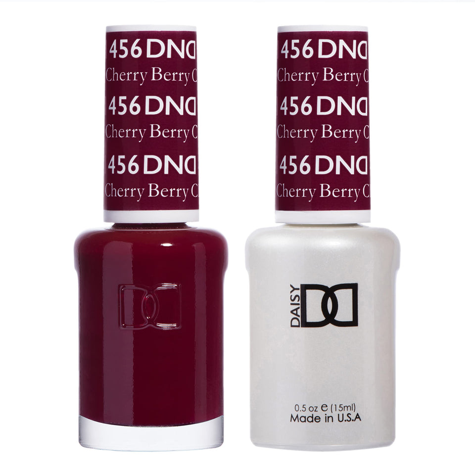 Daisy DND Cherry Berry 456 gel polish bottle closeup showing rich pigment