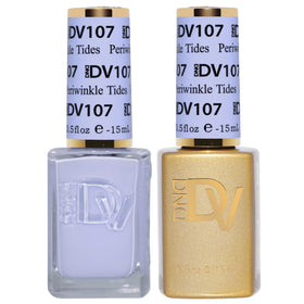 DAISY DND Coquette Periwinkle Tides gel polish bottle shows dusty blue pastel color