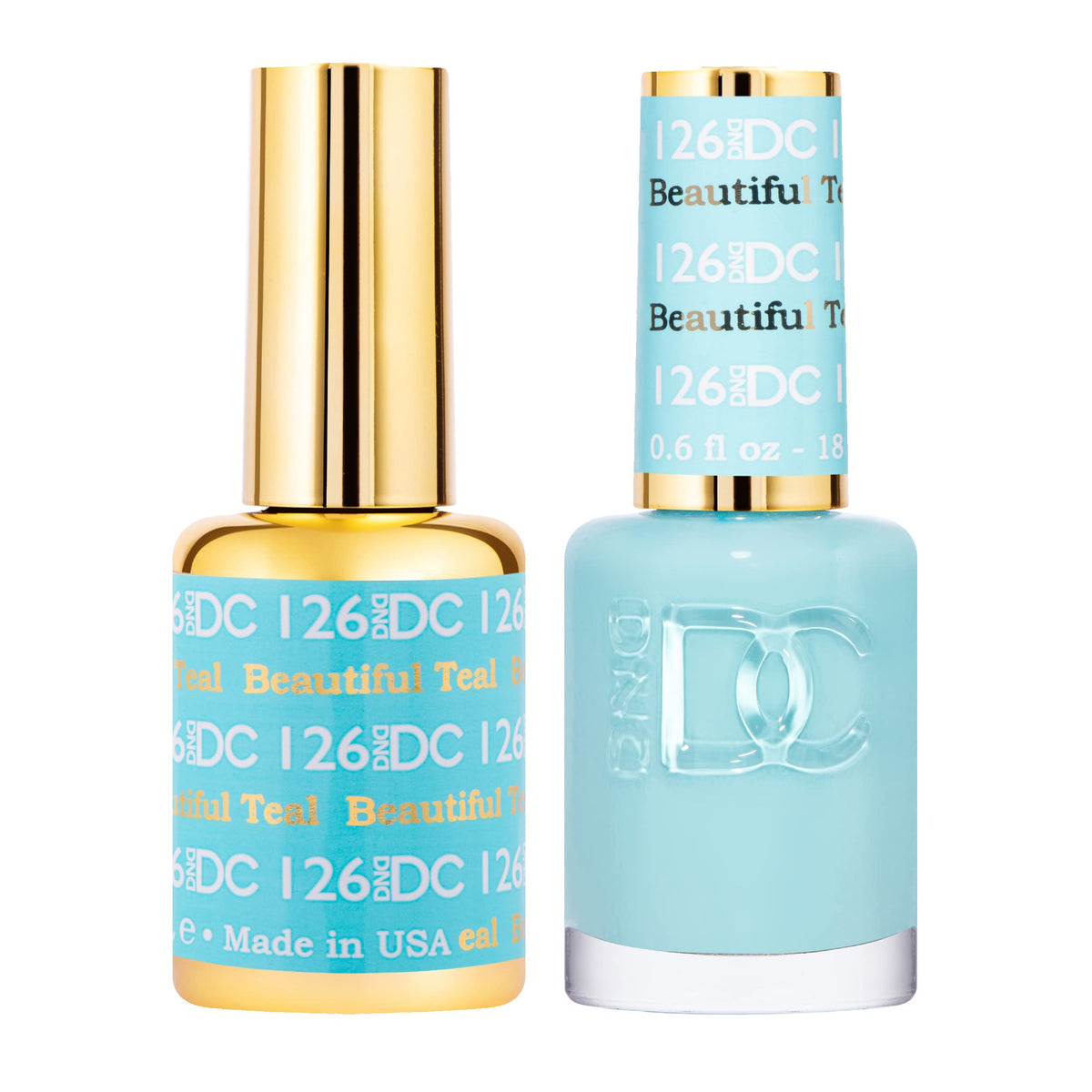 DAISY DND DC Gel Polish Blue Collection bottle close-up in teal for vibrant color.