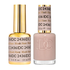 DAISY DND DC Gel Polish Blush Haze 2436 bottle close-up shows sheer, buildable coverage