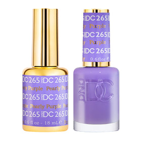 DAISY DND DC gel polish 265 Pearly Purple swatch showing vibrant color payoff