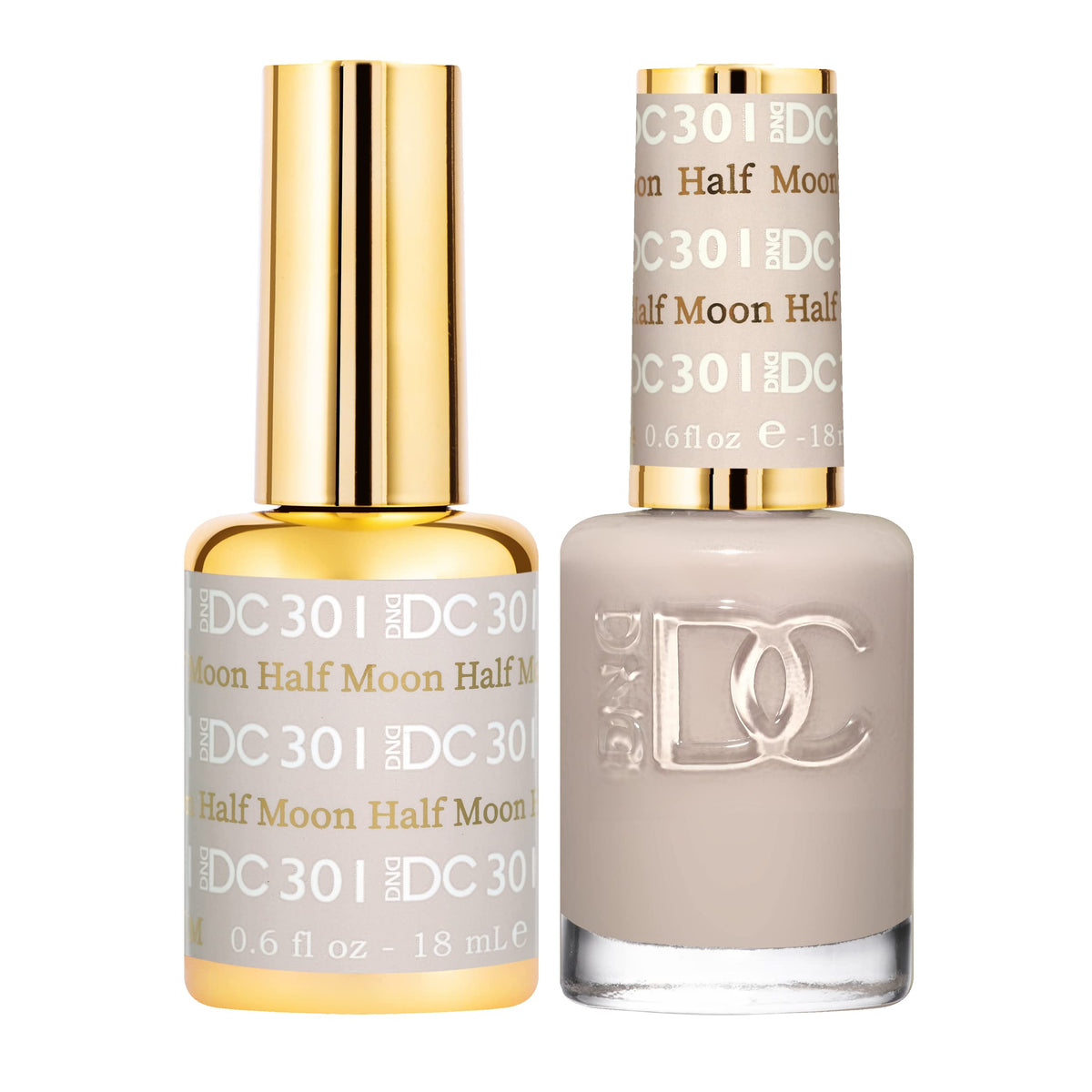 DAISY DND DC gel polish Half Moon 301 swatch for a smooth, chip-free manicure.