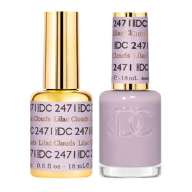 Daisy DND DC Gel Polish Lilac Clouds bottle swatches show sheer coverage