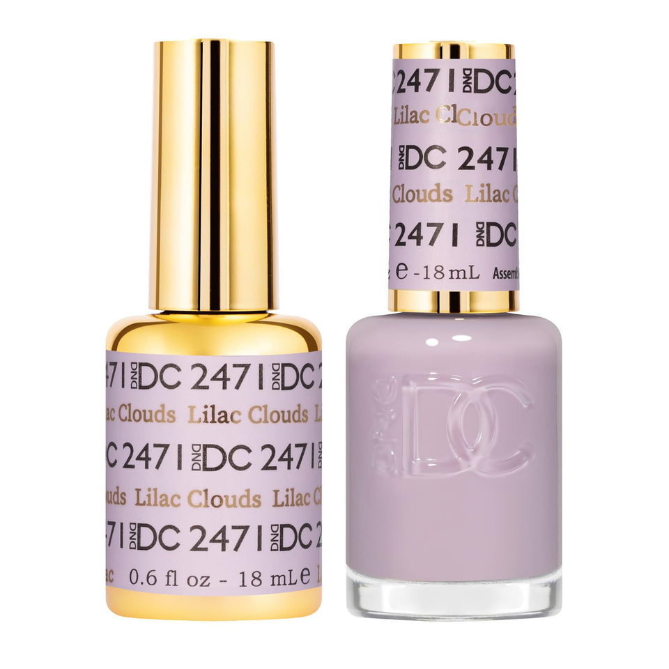 Daisy DND DC Gel Polish Lilac Clouds bottle swatches show sheer coverage