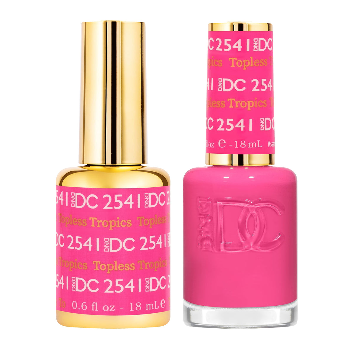 Daisy DND gel polish Topless Tropics bottle close-up showing vibrant, long-lasting color.