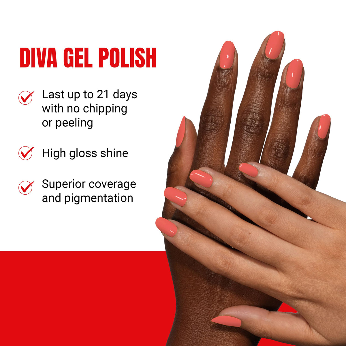 Daisy DND Diva air-dry lacquer Sunkissed Coral shows quick-dry finish