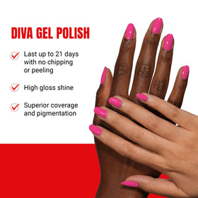 Daisy DND Diva Tropic Like It’s Hot lacquer close-up for smooth, even coverage.