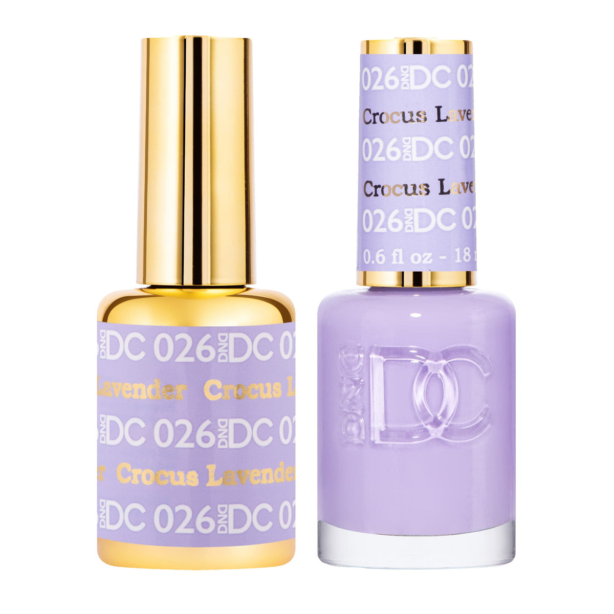 Daisy DND gel polish bottle in Blue Collection Crocus Lavender shows vibrant color.