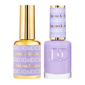 Daisy DND gel polish bottle in Blue Collection Crocus Lavender shows vibrant color.