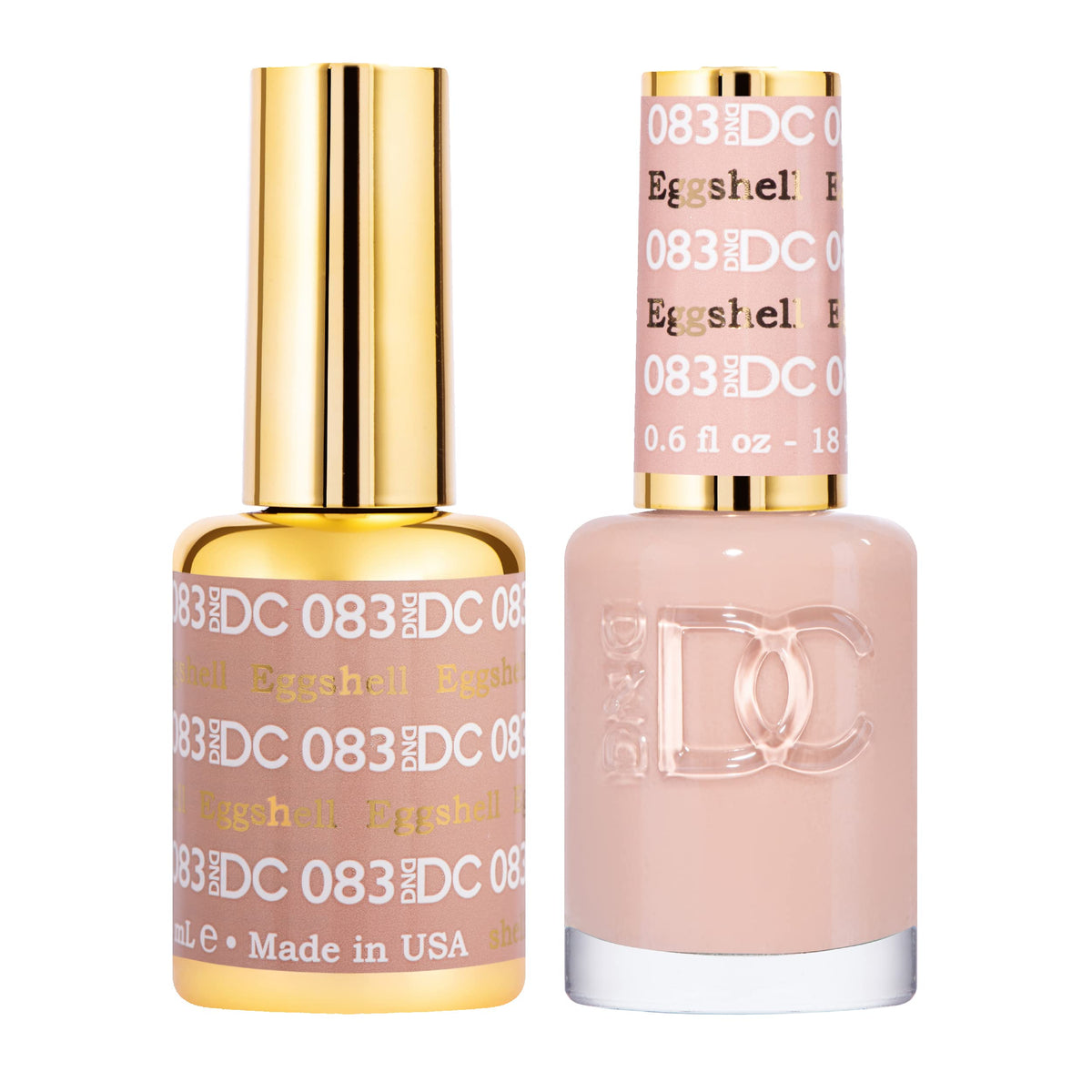 Daisy DND Eggshell gel polish 083 close-up for long-lasting nude color.