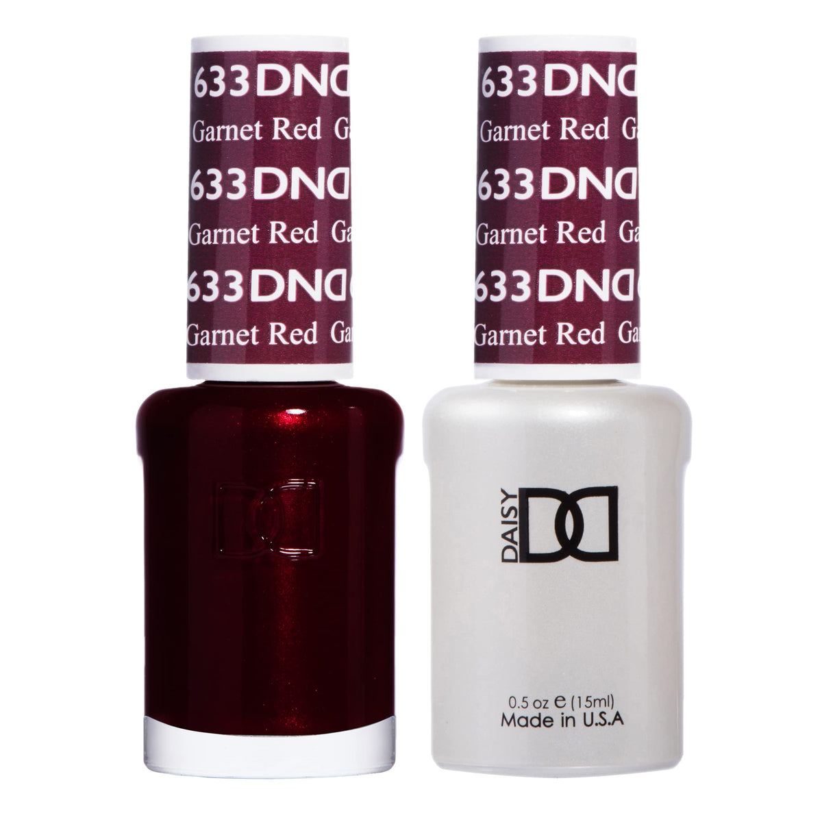 Daisy DND Garnet Red gel polish bottle with long-lasting color.