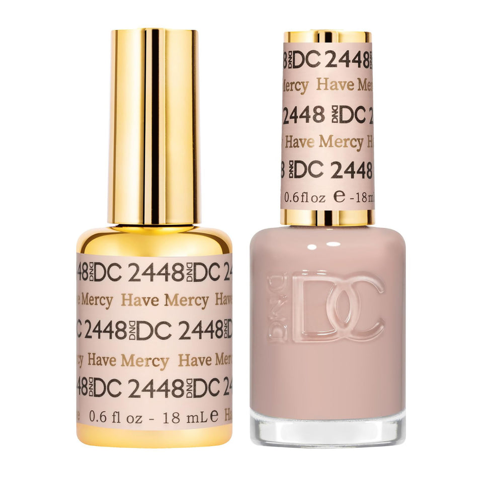 DAISY DND Have Mercy 2448 gel polish bottle shows a sheer pink shade for customizable coverage.