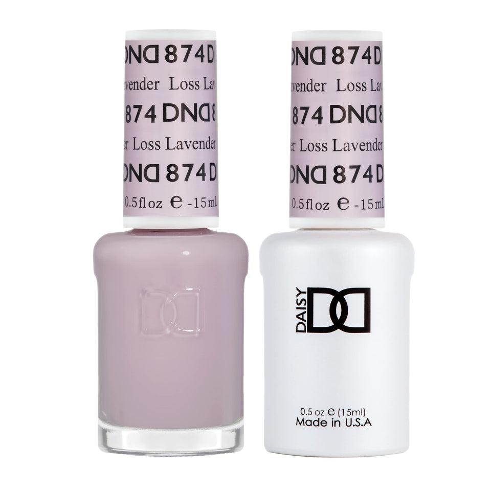 Daisy DND Loss Lavender gel polish bottle showing sheer lilac shade for elegant nails