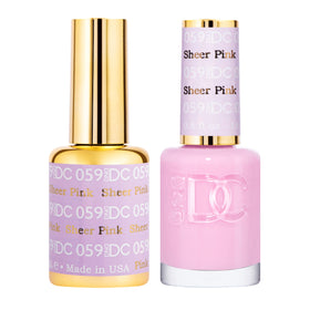 Daisy DND pink gel polish 059 for a sheer pink glossy finish