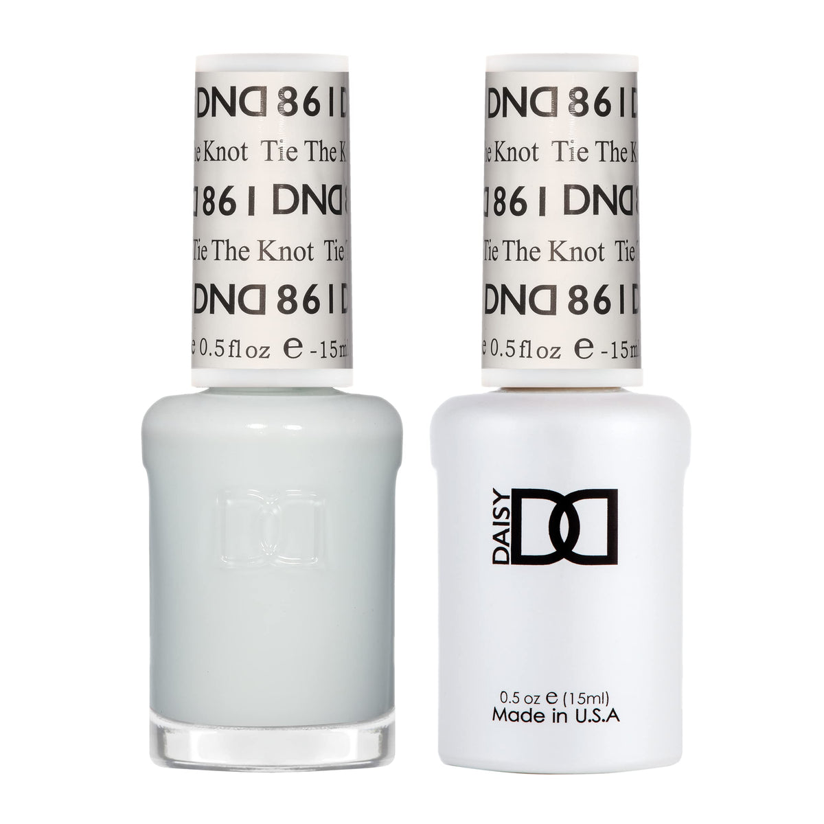 DAISY DND Tie The Knot gel polish bottle shows a milky white sheer with clear undertones.