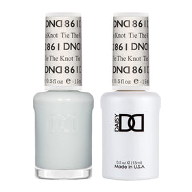 DAISY DND Tie The Knot gel polish bottle shows a milky white sheer with clear undertones.
