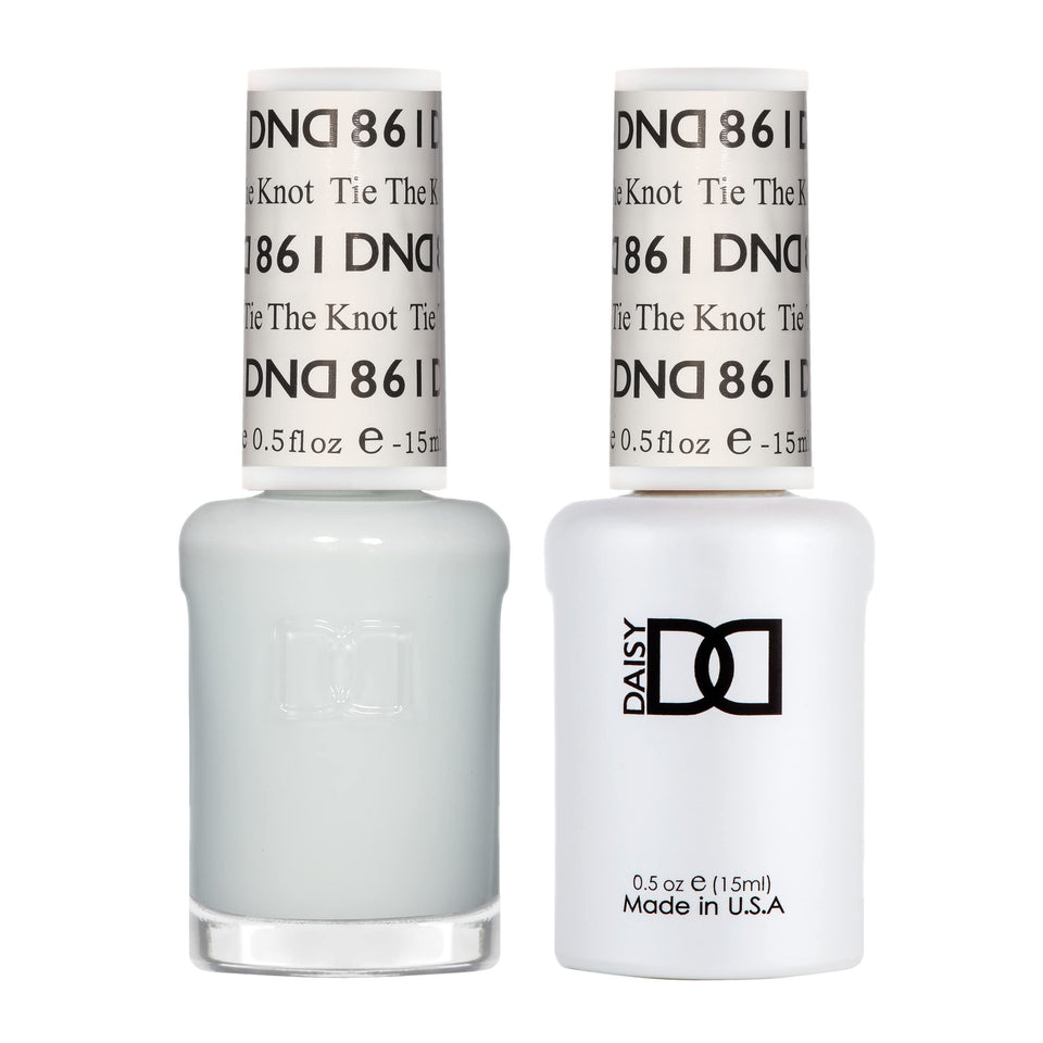 DAISY DND Tie The Knot gel polish bottle shows a milky white sheer with clear undertones.