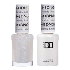 Daisy DND Twinkle Little Star gel polish bottle with white glitter finish.