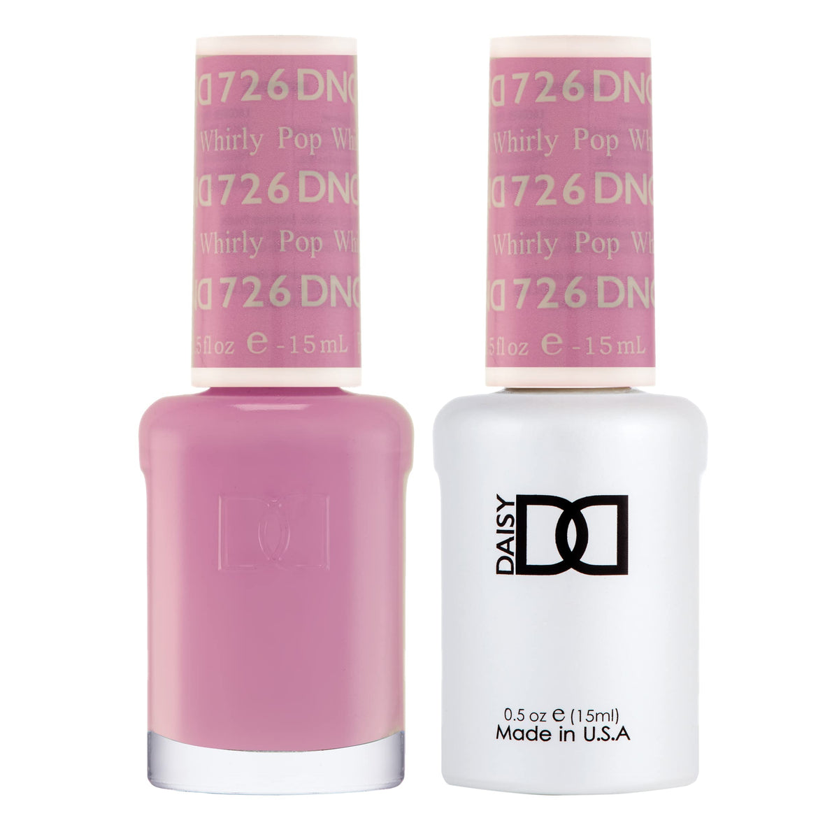 DAISY DND Whirly Pop gel polish bottle displays a vivid purple-pink shade for a bold mani.
