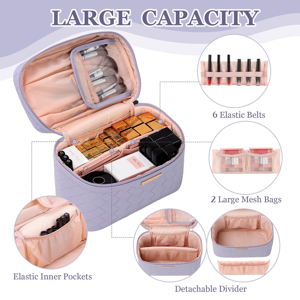 Dajasan makeup bag brush area with transparent cover keeps brushes clean