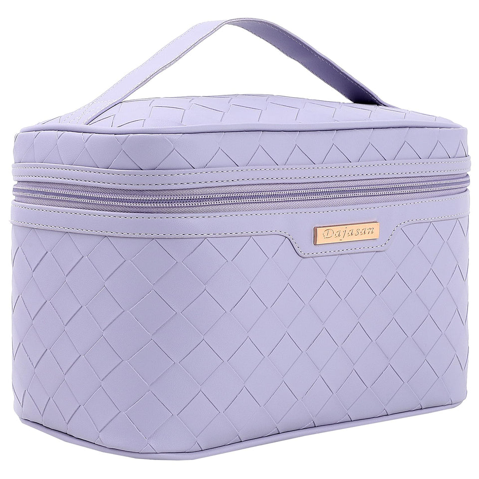 Dajasan makeup bag front view shows large capacity for travel cosmetics