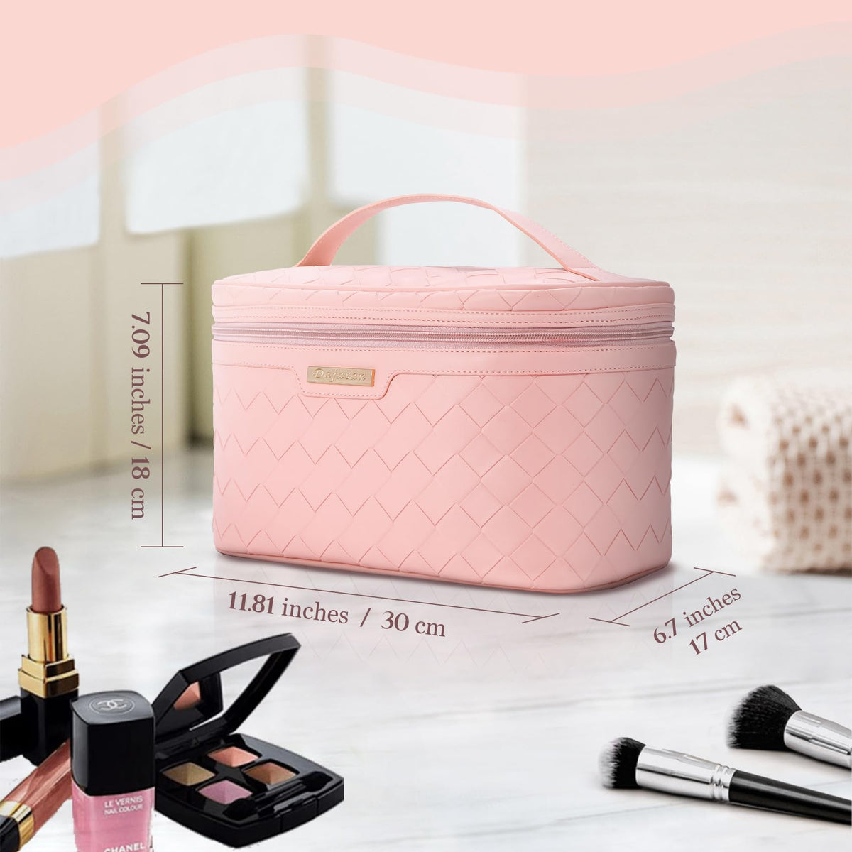 Dajasan makeup bag large capacity for full-size cosmetics.