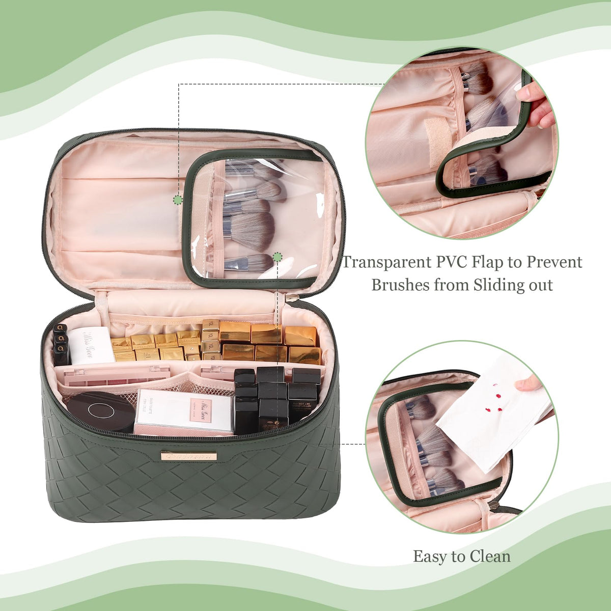 Dajasan makeup bag portable handle makes carrying easy during trips.
