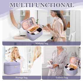 Dajasan makeup bag travel-ready fits in larger luggage for on-the-go organization