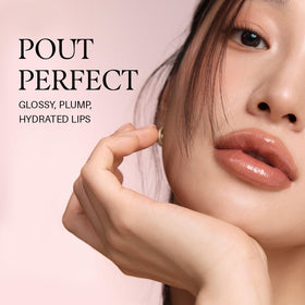 d'alba Piedmont Lip Volumizer Ruby Rose close-up reveals glossy finish
