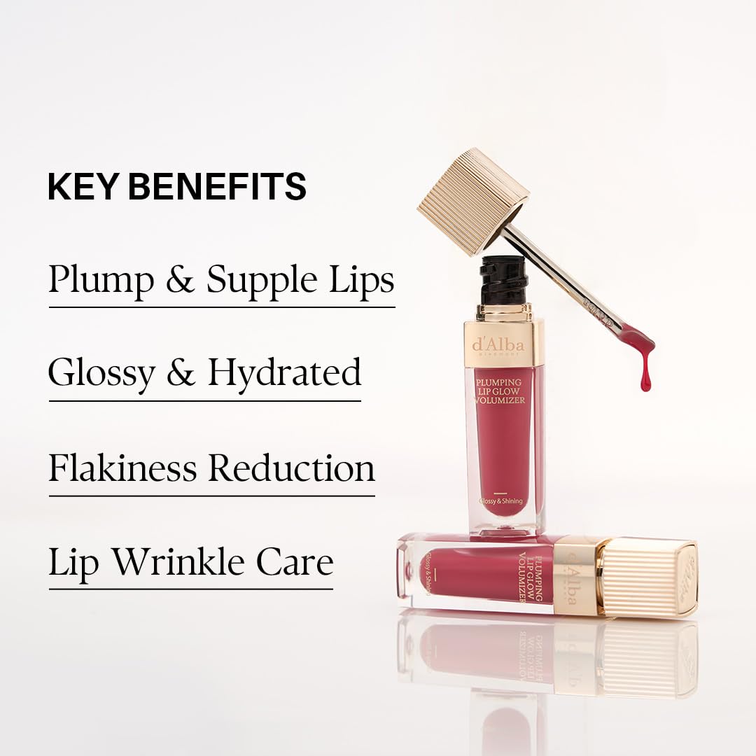 d'alba Piedmont Lip Volumizer Ruby Rose swatches on skin show color