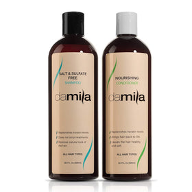 Damila salt- and sulfate-free shampoo and conditioner pack for keratin- and color-treated hair
