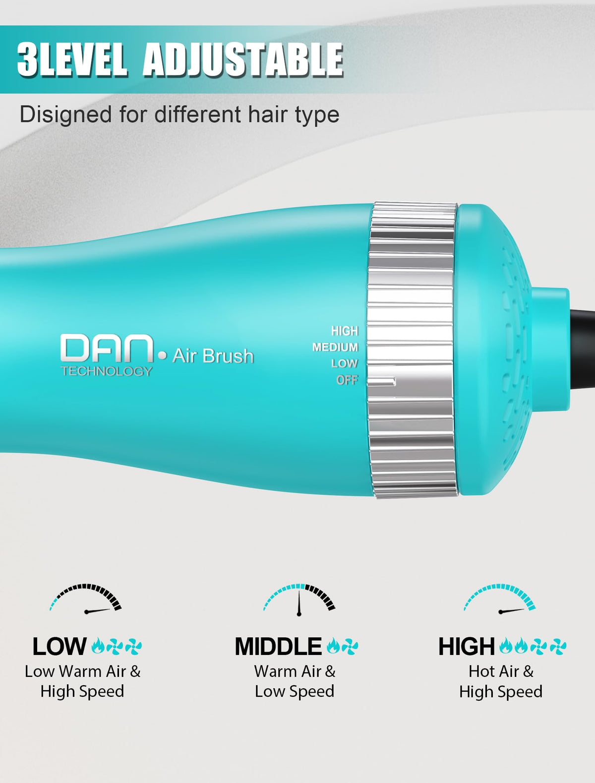 DAN Technology 1.5-inch round brush with visible heat settings