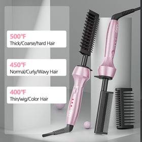 DAN Technology pink hot comb handle close-up shows precise control