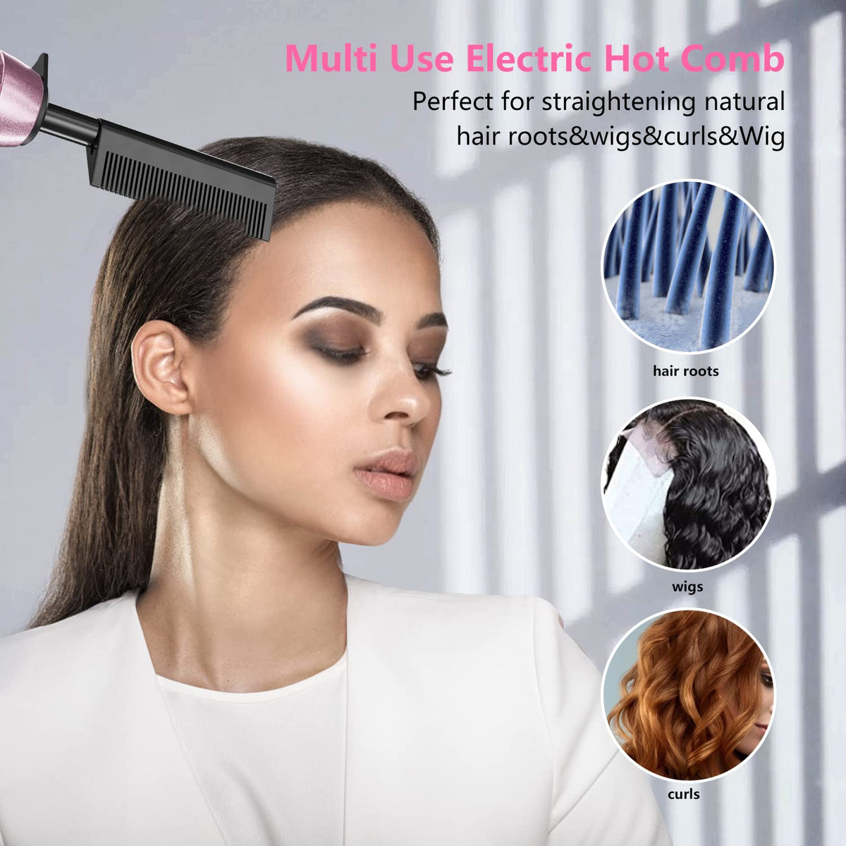 DAN Technology pink hot comb travel-ready with quick heat-up