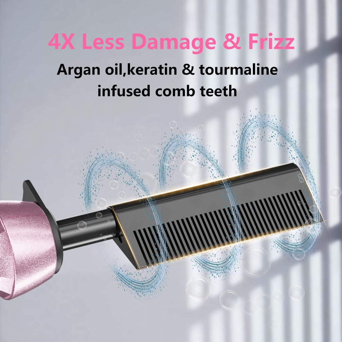 DAN Technology pink hot comb used on a wig for natural finish