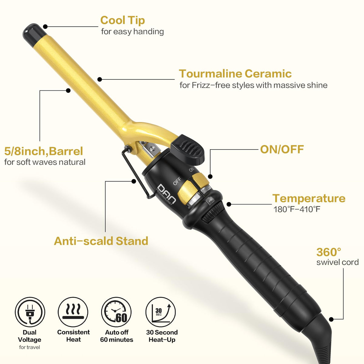 DAN Technology black-gold handle design provides comfortable grip during long sessions